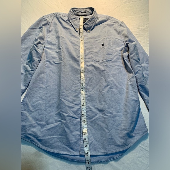 💚 U.S. Polo Assn. Blue Stretch Button-Down Shirt - Size L - Picture 4 of 8